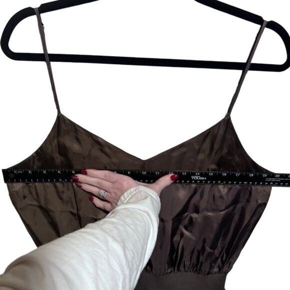 Cinq a Sept- Amia Olive Green Tank Satin Jumpsuit Cargo Pockets, Size XL - Picture 12 of 15
